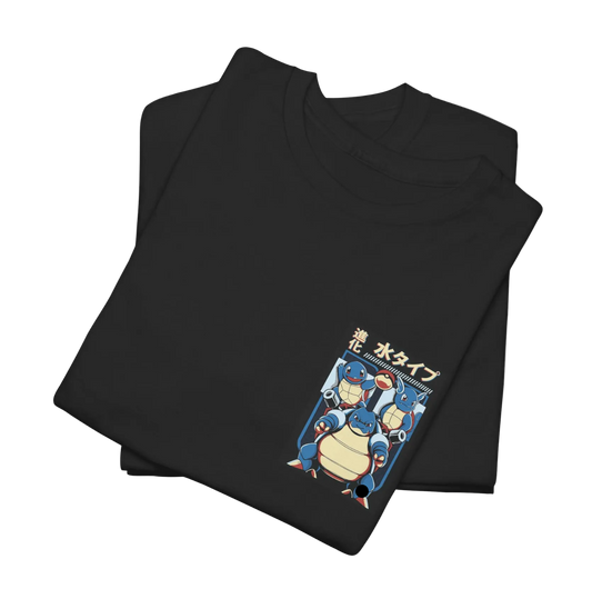 Folded black turtleneck with a graphic design on a white background