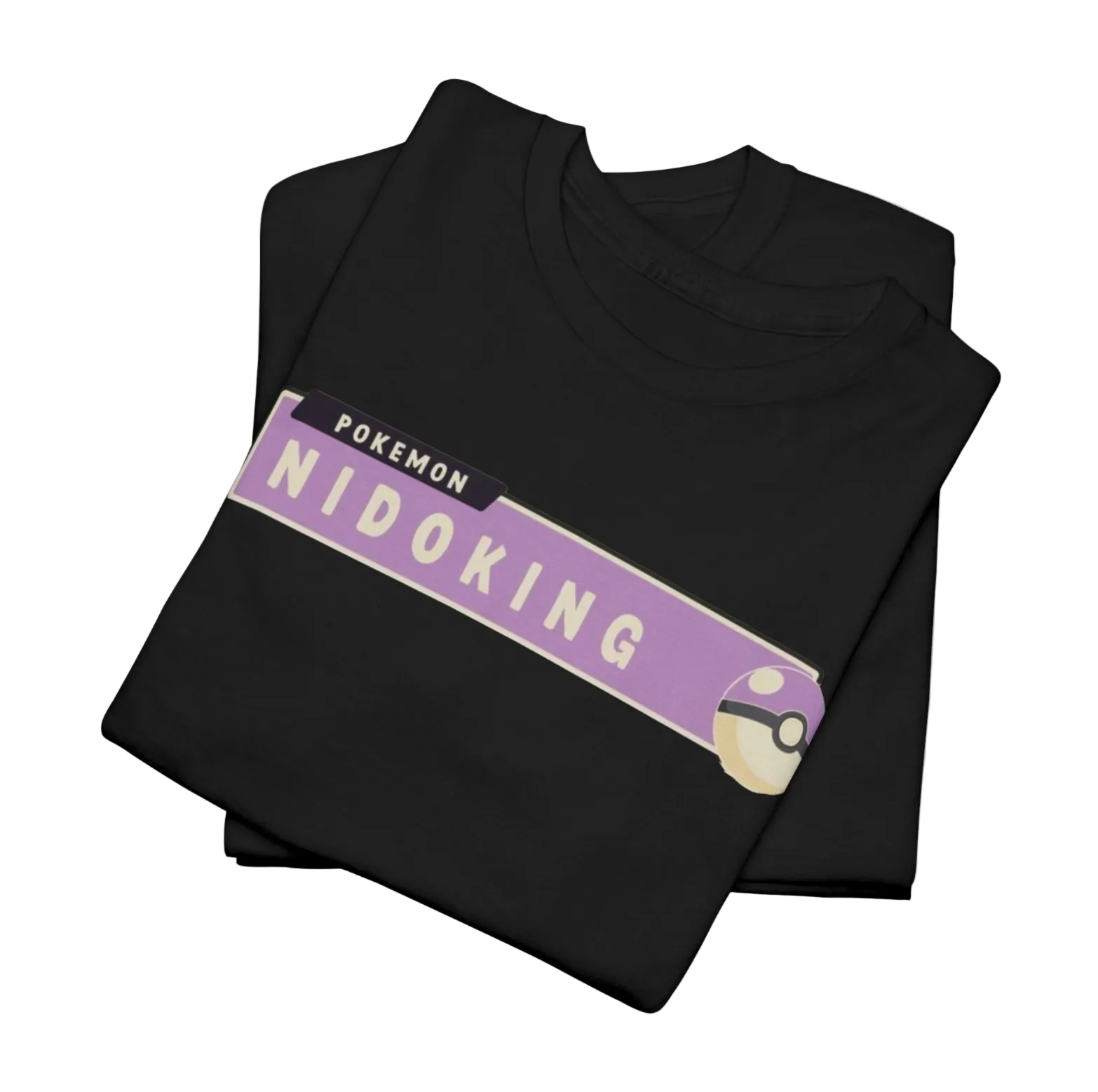 Black t-shirt with 'Pokémon Nidoking' design on a white background