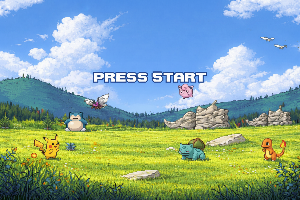 Premium Pokemon-inspired Press Start banner